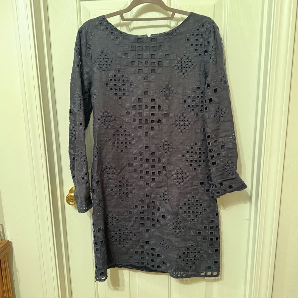 Elie Tahari Women's Linen Crochet Long Sleeve Dress Sz 10